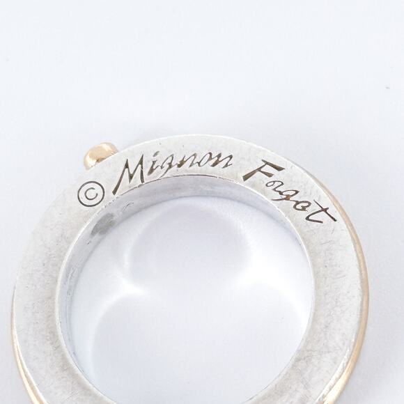 Vintage Mignon Faget 14K Gold & Sterling Silver Spinner Ring w/ Peridot Size 5 - Picture 9 of 12